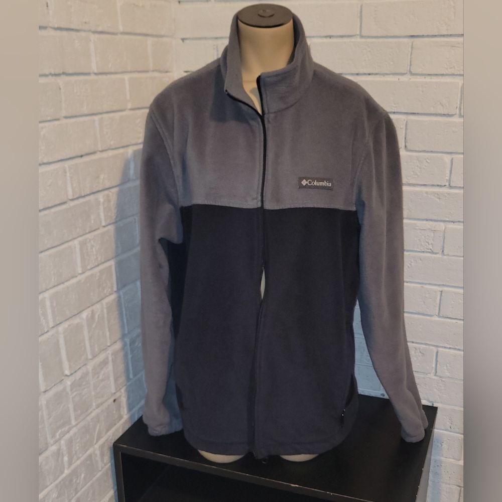 Columbia Men's Gray & Black Full-Zip Fleece Jacket, Size Large